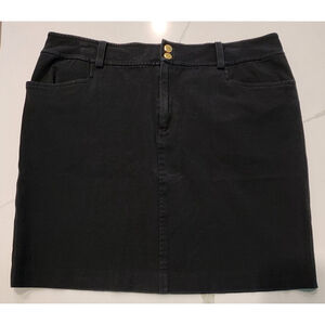 Chaps Black Dress Career Straight Skirt Stretch Pockets Gold Button Women's 14